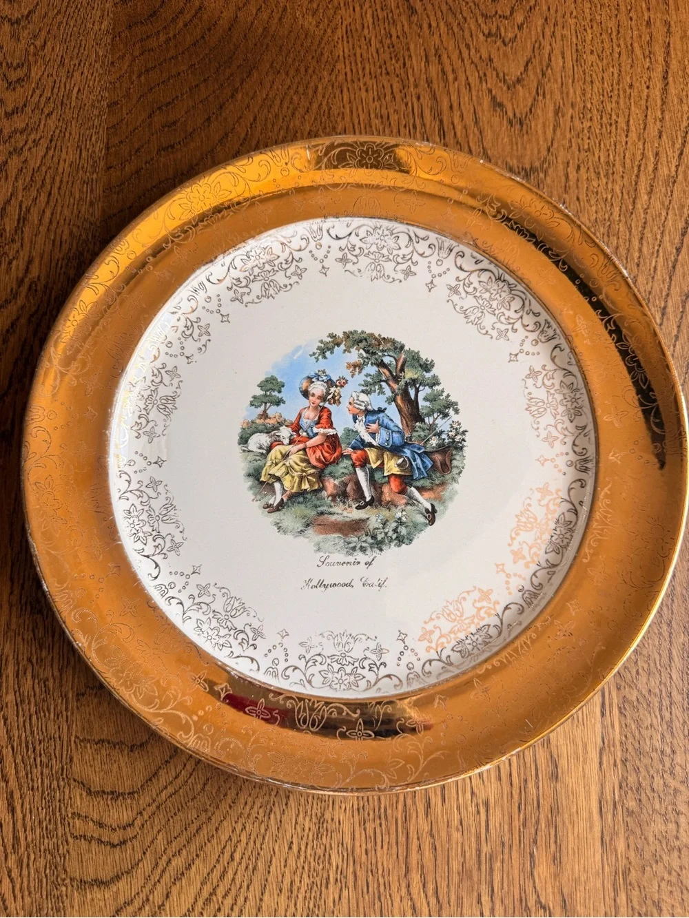 Vintage Sabin Crest-O-Gold Hollywood California Plates 22K Set of 3